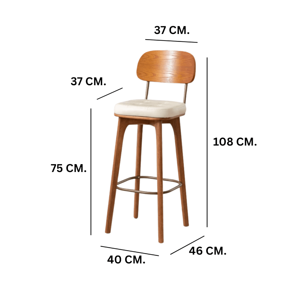 เก้าอี้บาร์ MY DOLLS HOUSE COCO 75 ซม. สีไม้เข้ม เบาะสีขาว_1